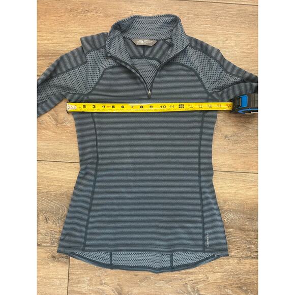 The North Face Duomix 1/4 Zip Womens Stripe Small Athletic Workout Top Blue Gray - Picture 5 of 9